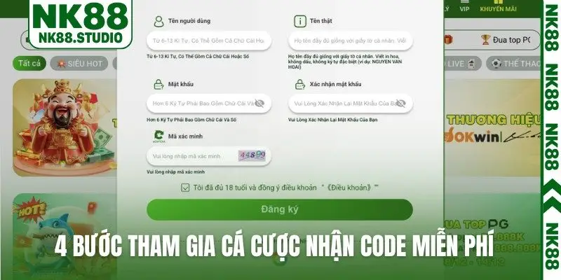 4 bước tham gia cá cược nhận code miễn phí
